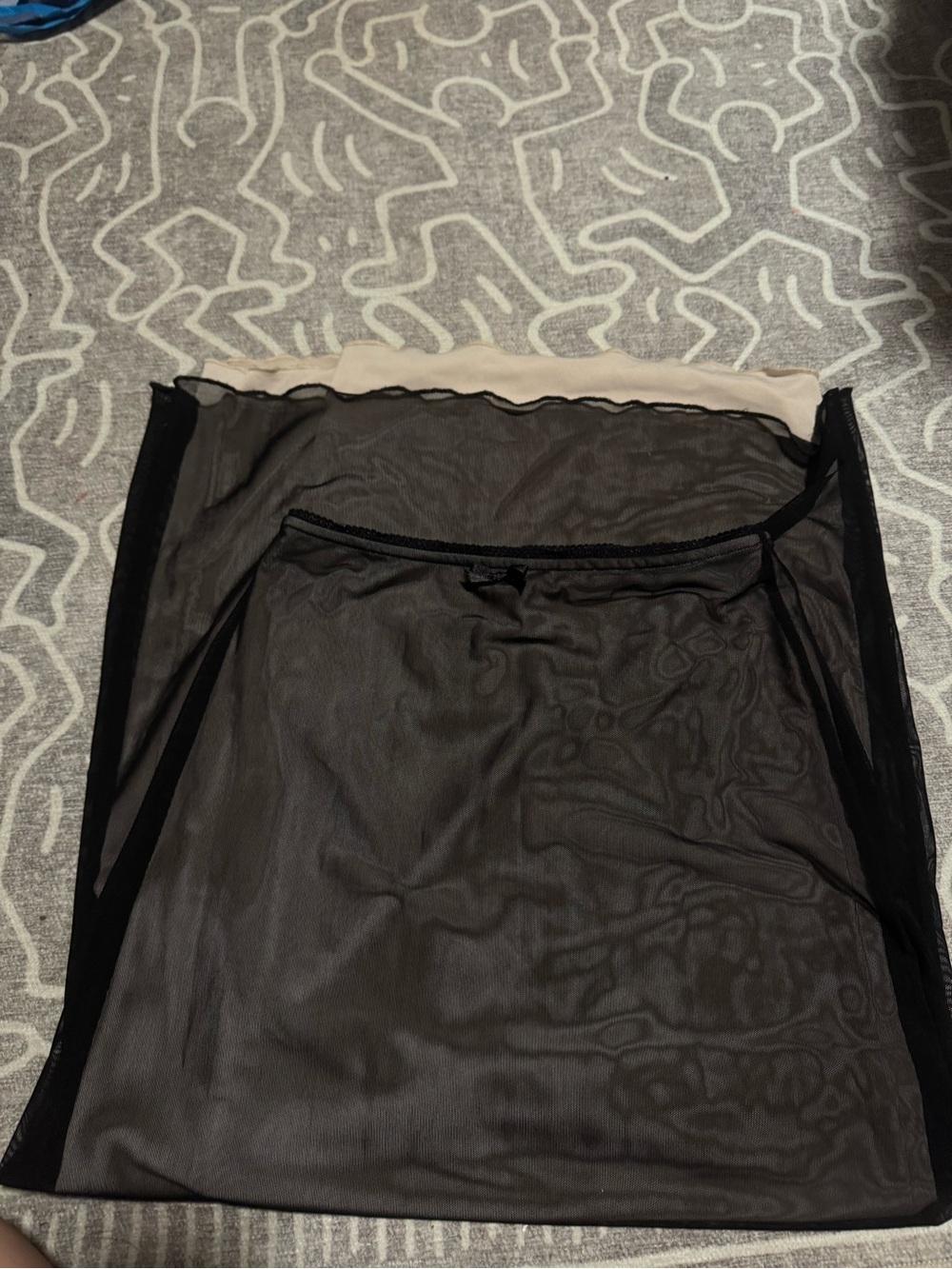 Sheer Black Overlay Midi Skirt with Nude Lining Urban outfitters